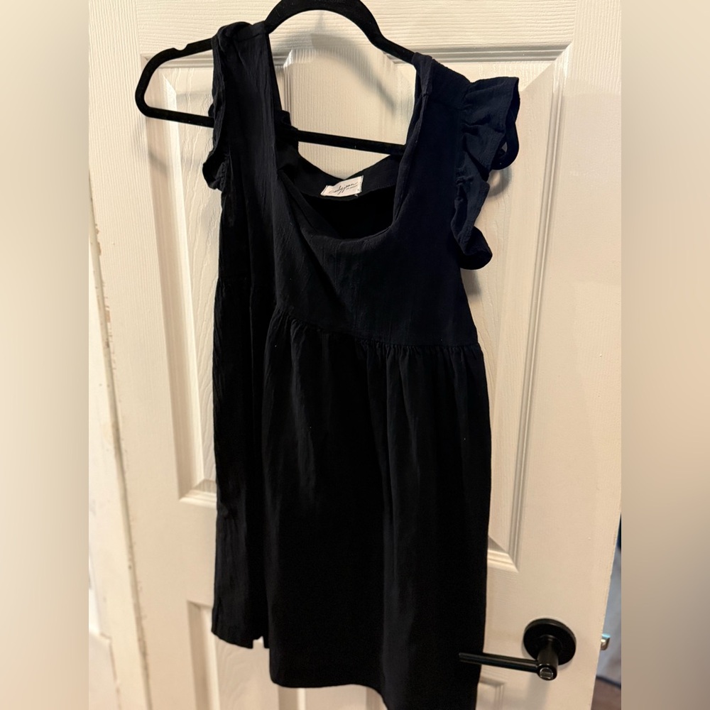 Carly Jean Los Angeles Black Ruffle Sleeve Mini Dress